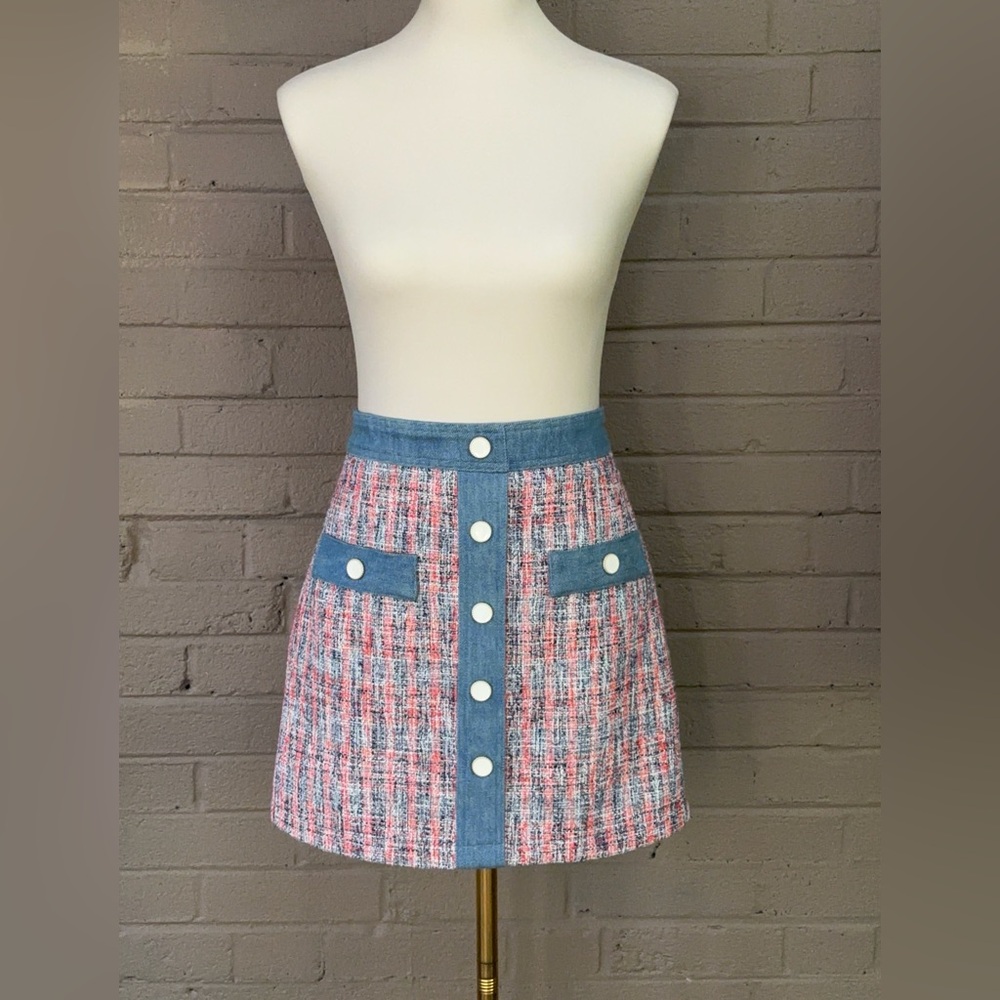 House of Harlow  NWOT tweed / denim skirt 8